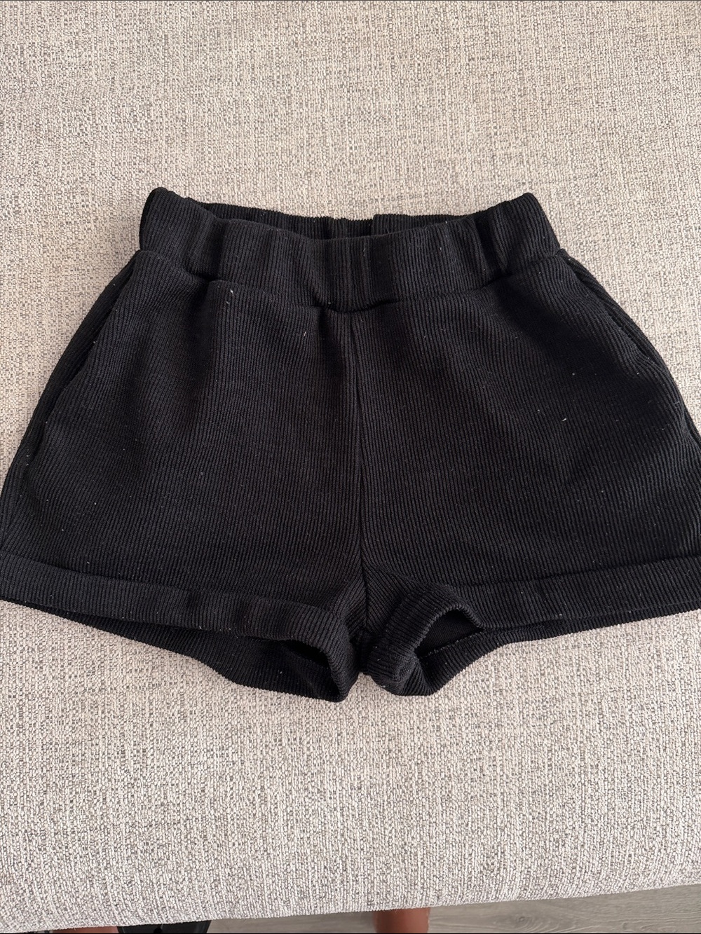 Black Ribbed Shorts - Comfortable Everyday Fit